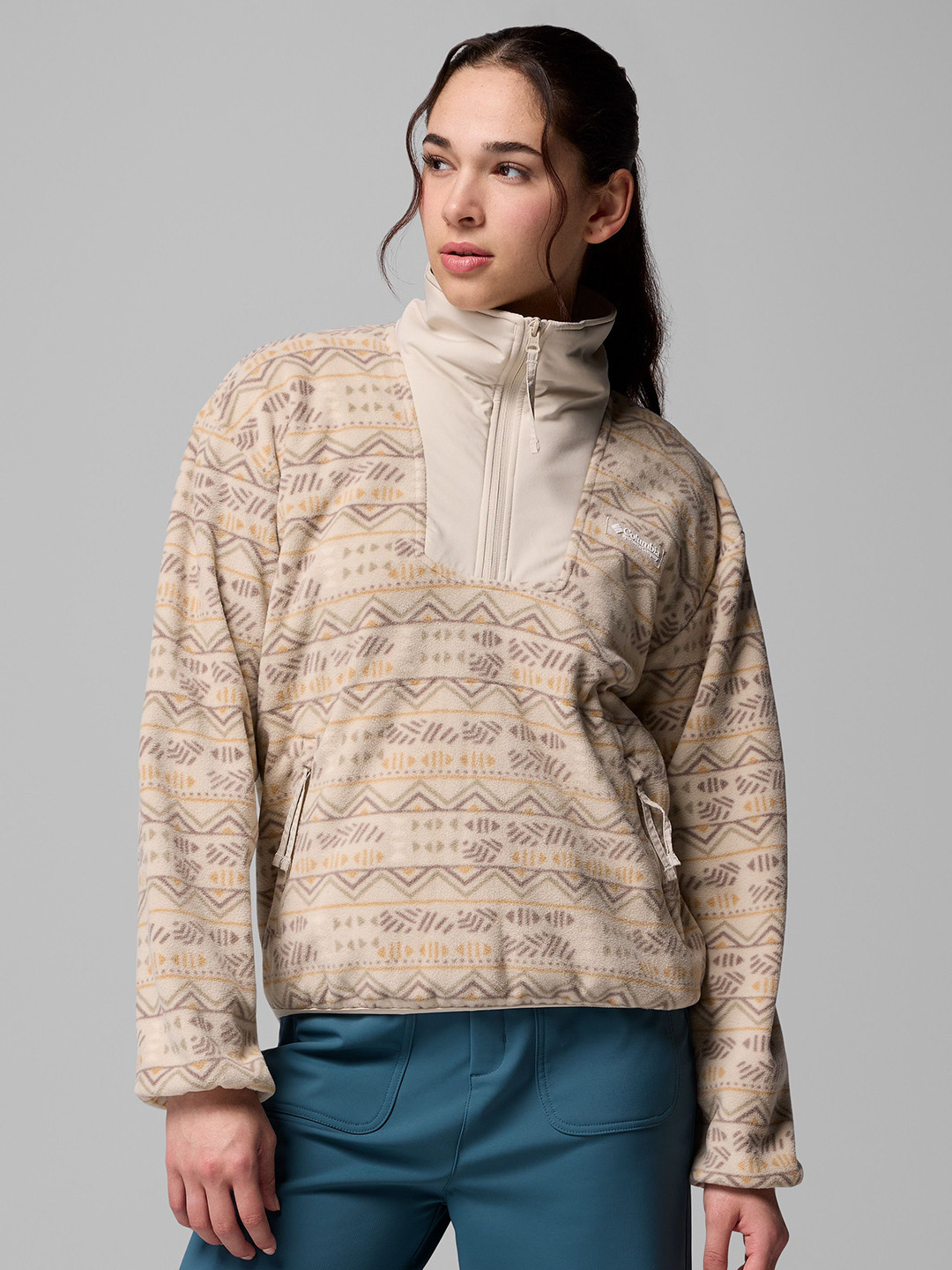 Columbia Sequoia Grove Women Self Design Mock Collar Pullover Sweatshirts