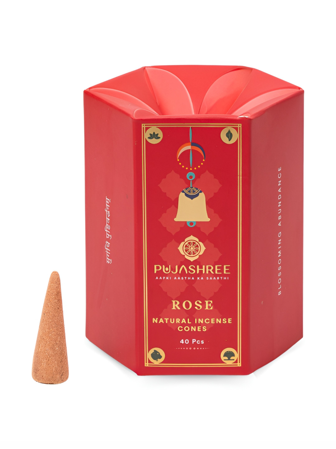 Pujashree Products Global Pvt Ltd. 40Pcs Red Wooden Rose Natural Incense Dhoop Cones