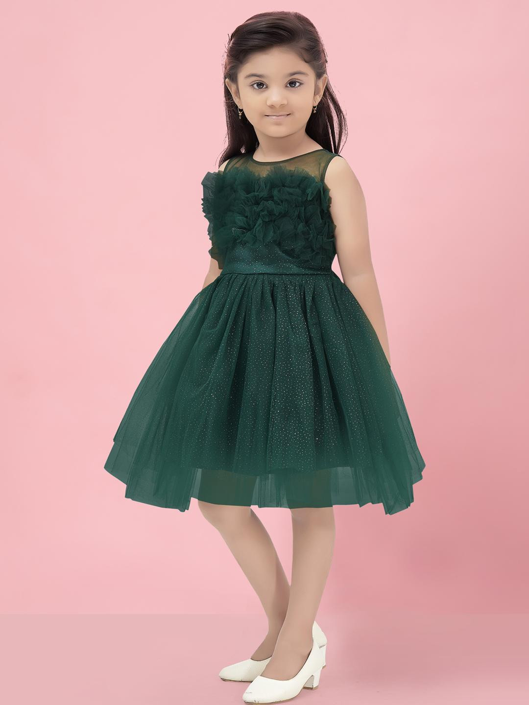 Muhuratam Green Nylon Dresses