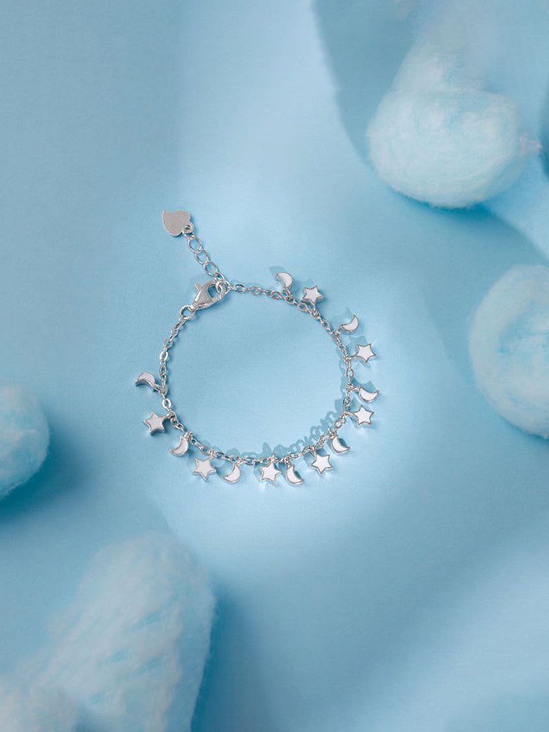 GIVA Silver Star Moon Kids Bracelet