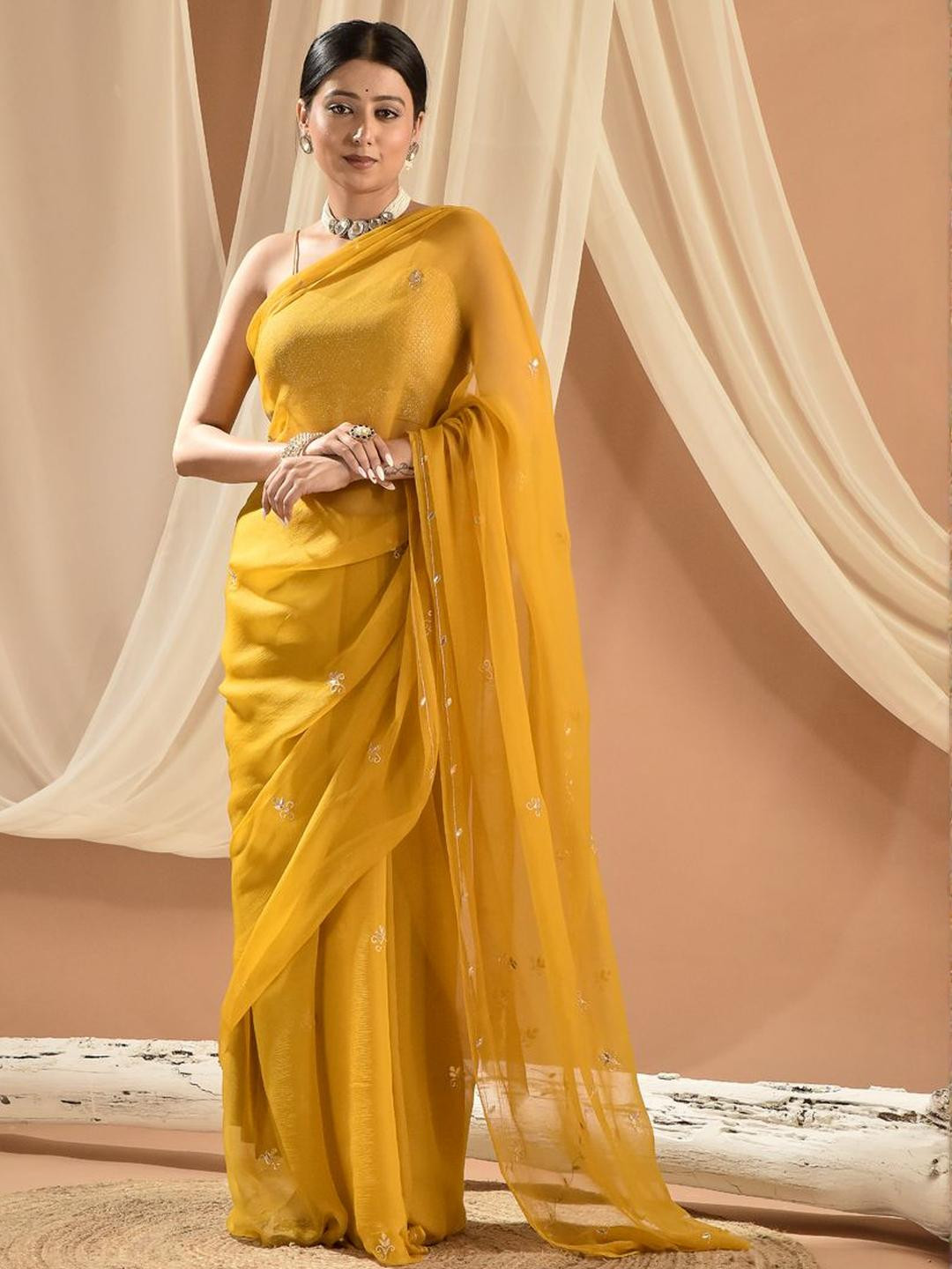 sutra attire Gotta Patti Pure Chiffon Saree