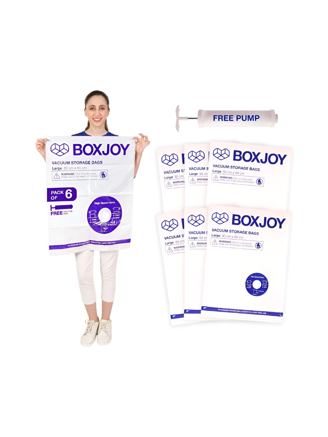 BOXJOY White Set of 6 Water Resistant Vacuum Bag Organisers