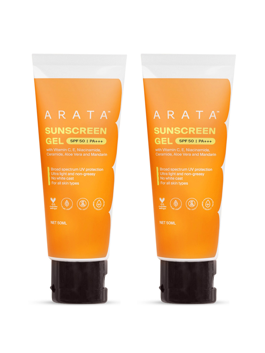 ARATA Set of 2 UVA & UVB Protection Sunscreen Gel For Broad Spectrum - 50ml each