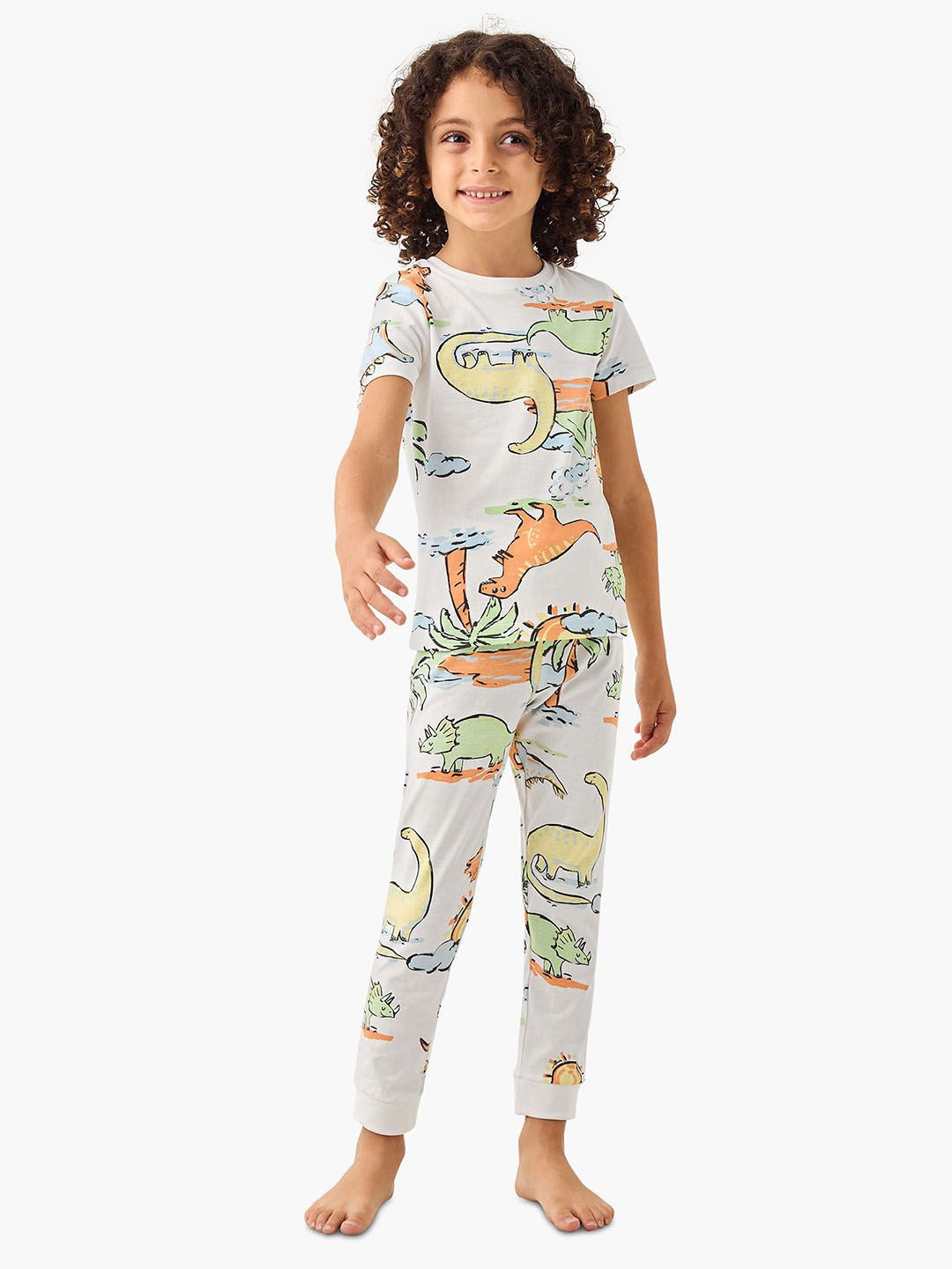 Juniors by Babyshop Boys All-Over Dinosaur Printed Cotton T-Shirt & Pyjama Night Suit