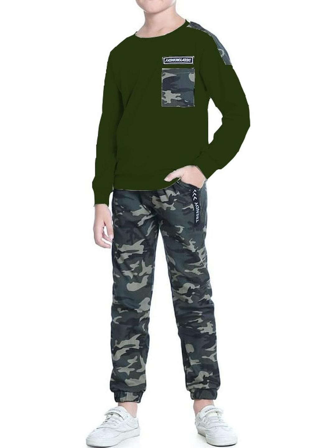 Sagar Impex Army Green Boys Printed Clothing Set
