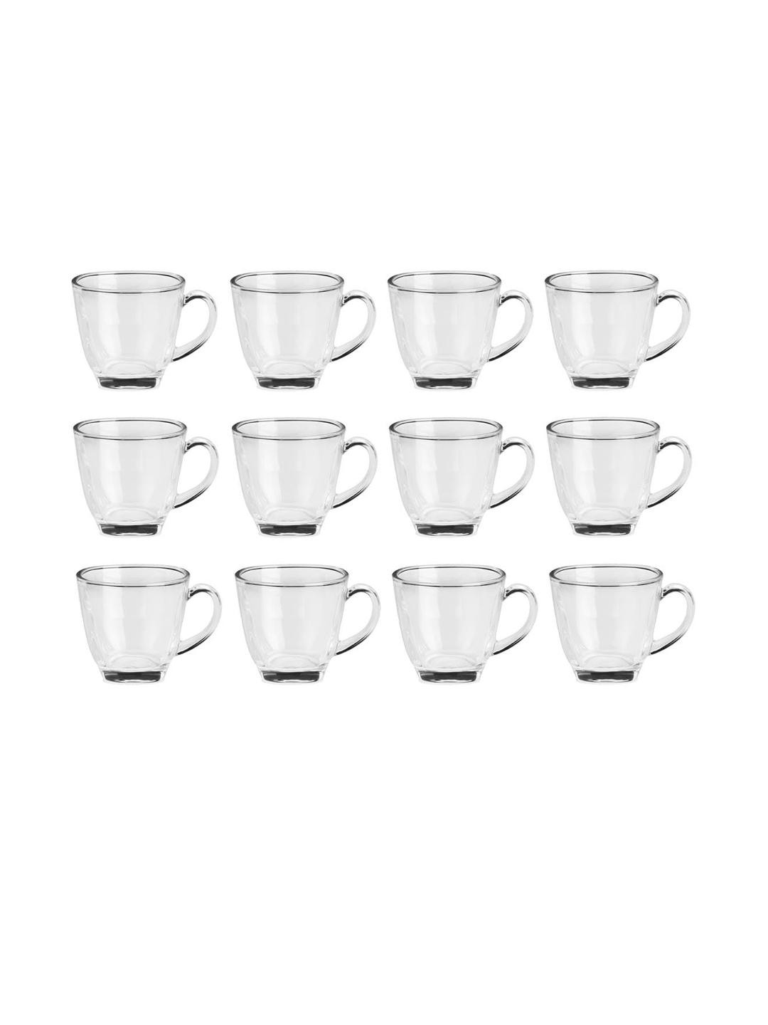 Somil Clear Glass Coffee & Tea Cup / Mug (100 Ml), Enjoy Your Drink in Style6.7 X 9 X 6.5 Cm, Pack of 12