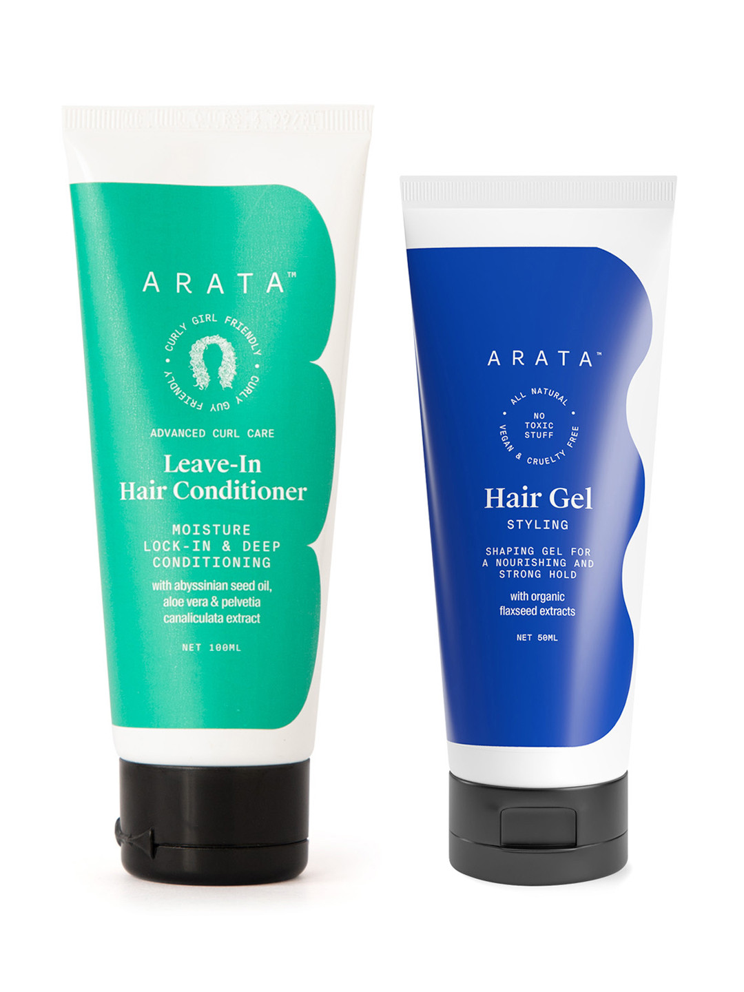 ARATA Set of Leave-In Hair Conditioner - 100ml & Strong Hold Styling Hair Gel - 50ml