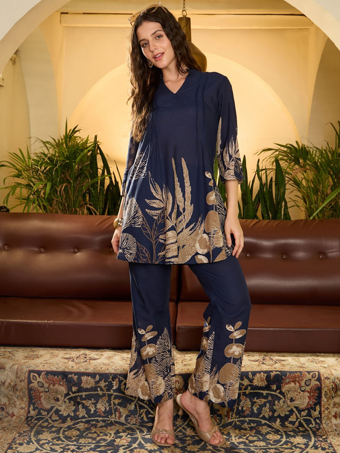 IMANA Printed Pure Cotton Tunic With Trousers Co-Ords