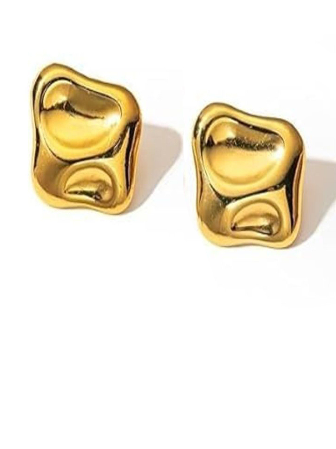 Beauty Flow Gold-Plated Stainless Steel Chunky Contemporary Studs
