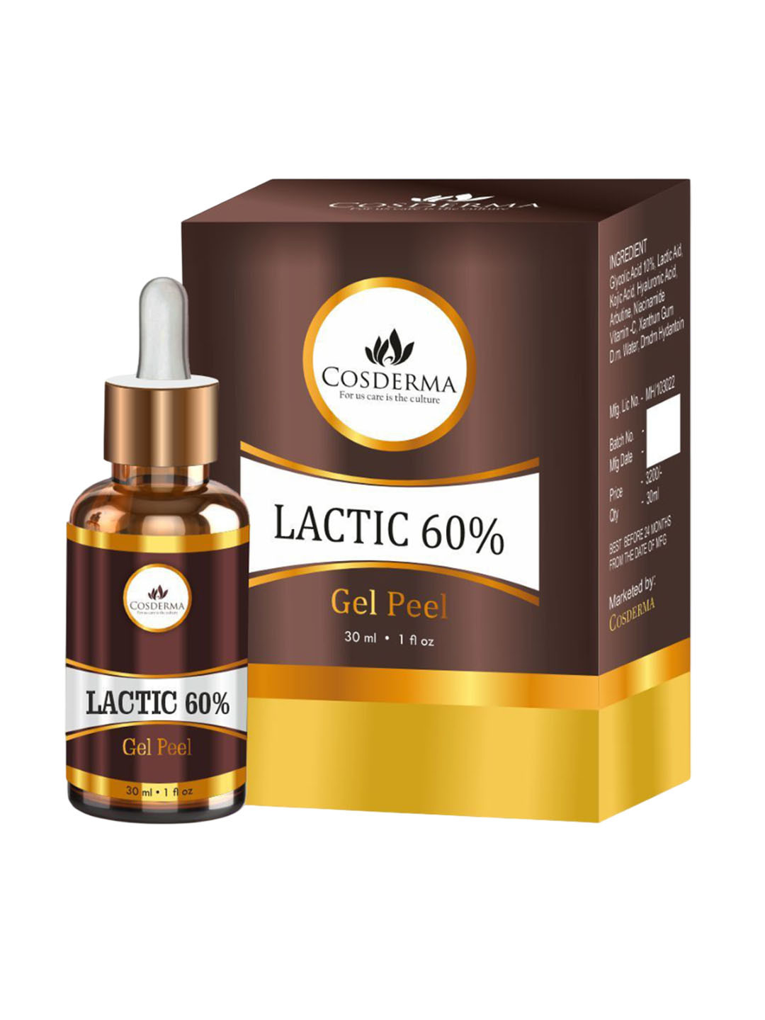 COSDERMA Lactic 60% Gel Peel With Vitamin C 10% - 30 ml