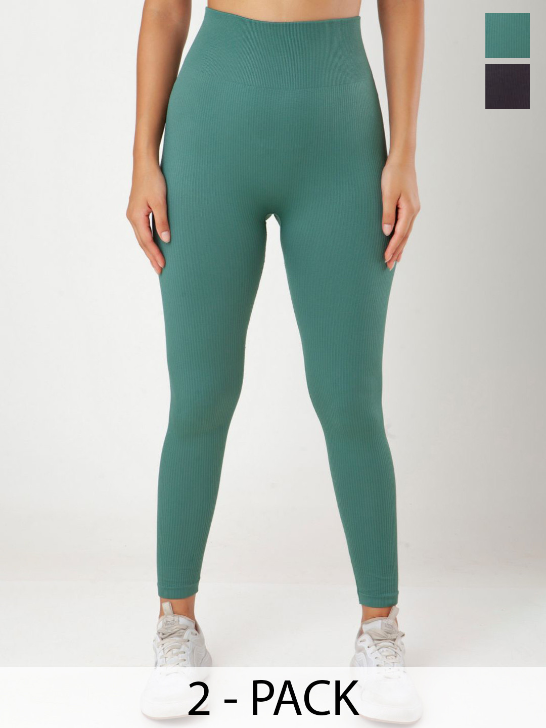 THEFITTHEORY Pack Of 2 High-Rise 4-Way Stretchable Seamless Tights