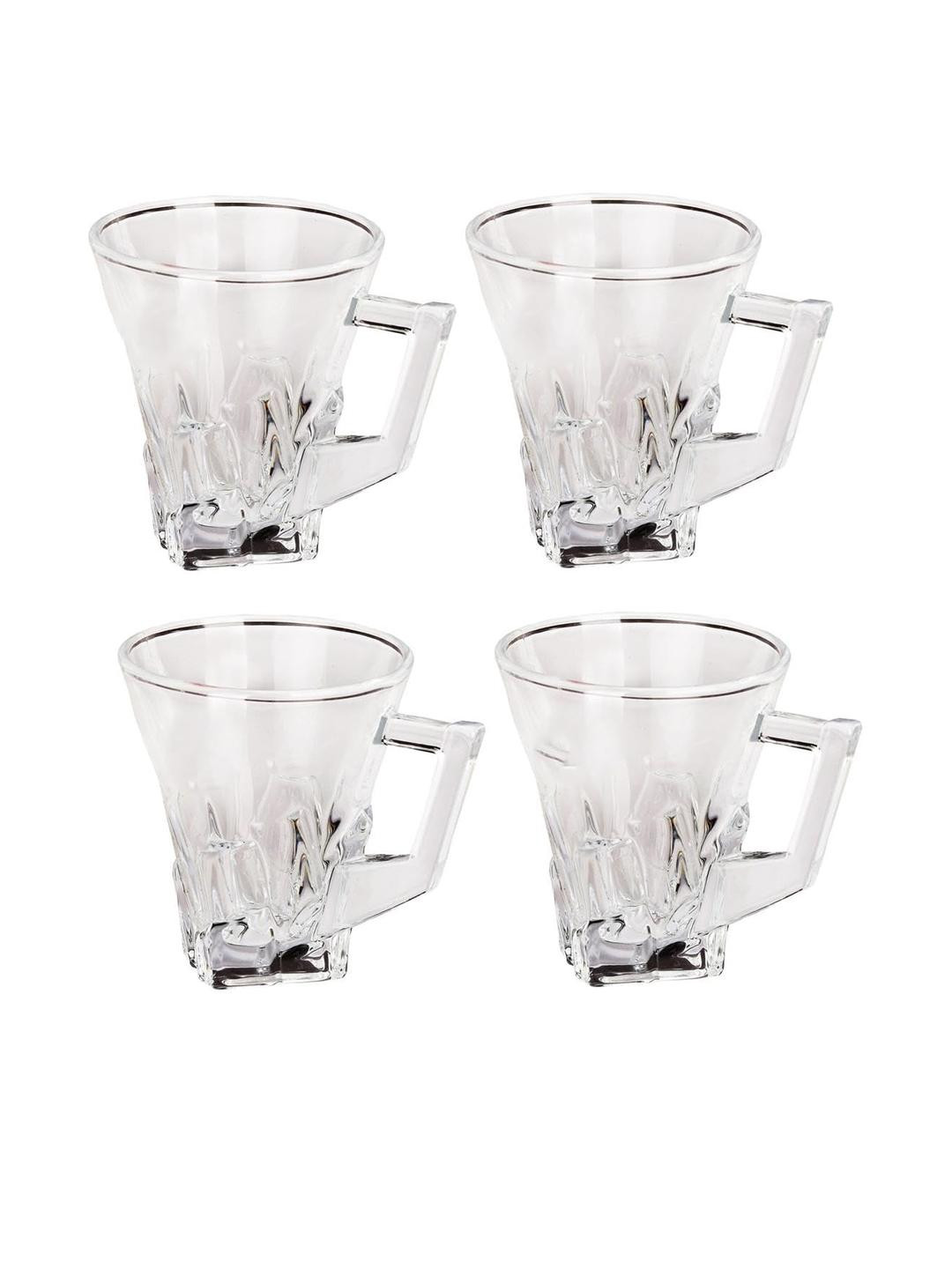 Somil Clear Glass Coffee & Tea Cup / Mug, Enjoy Your Drink in Style, Pack of 4, 100 Ml, 8.2 X 11 X 8 CM