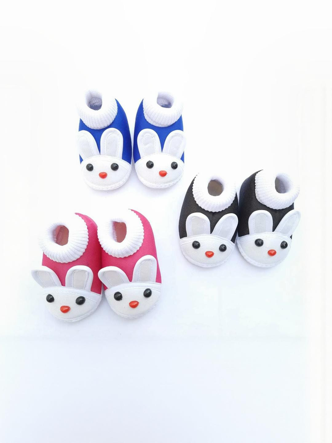 LMN CHILD CARE Unisex Pack Of 3 Animal Faced Cotton Booties