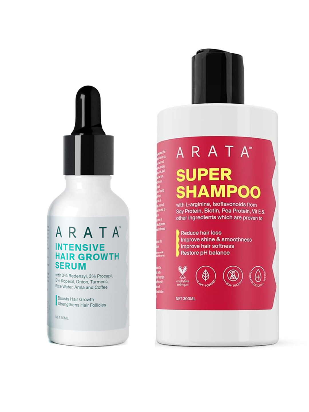 ARATA Set of Super Shampoo 300ml & Intensive Hair Growth Serum 30ml