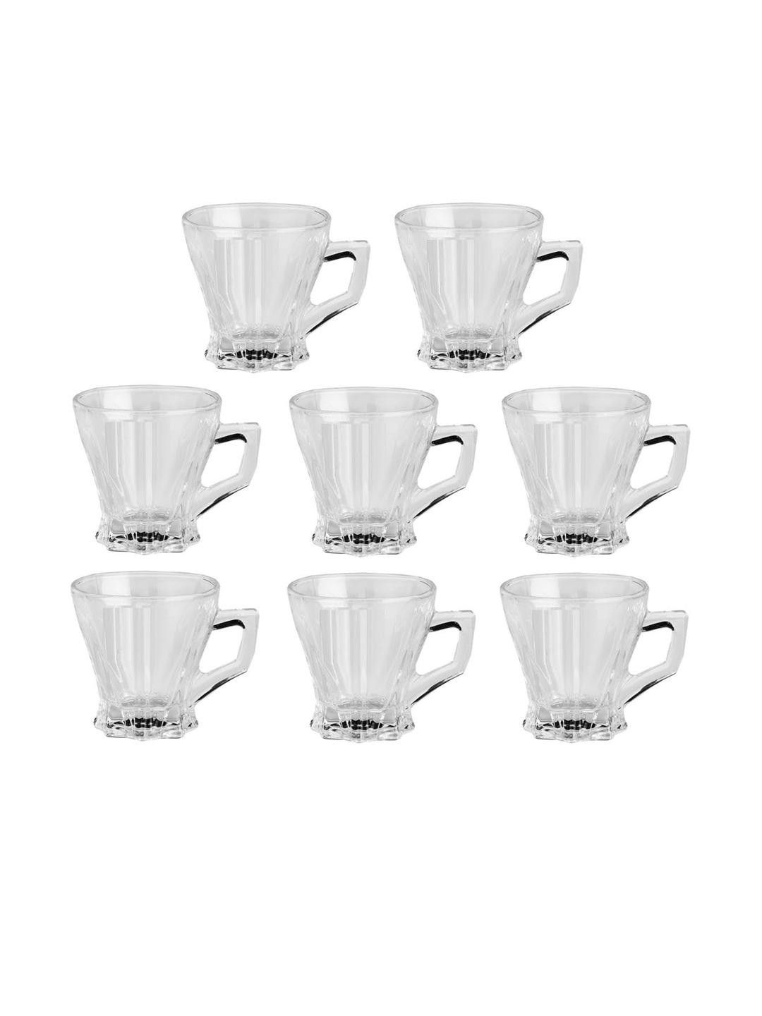 Somil Clear Glass Coffee & Tea Cup / Mug (120 Ml), Enjoy Your Drink in Style, 7.8 X 9.7 X 8 Cm, Pack of 8