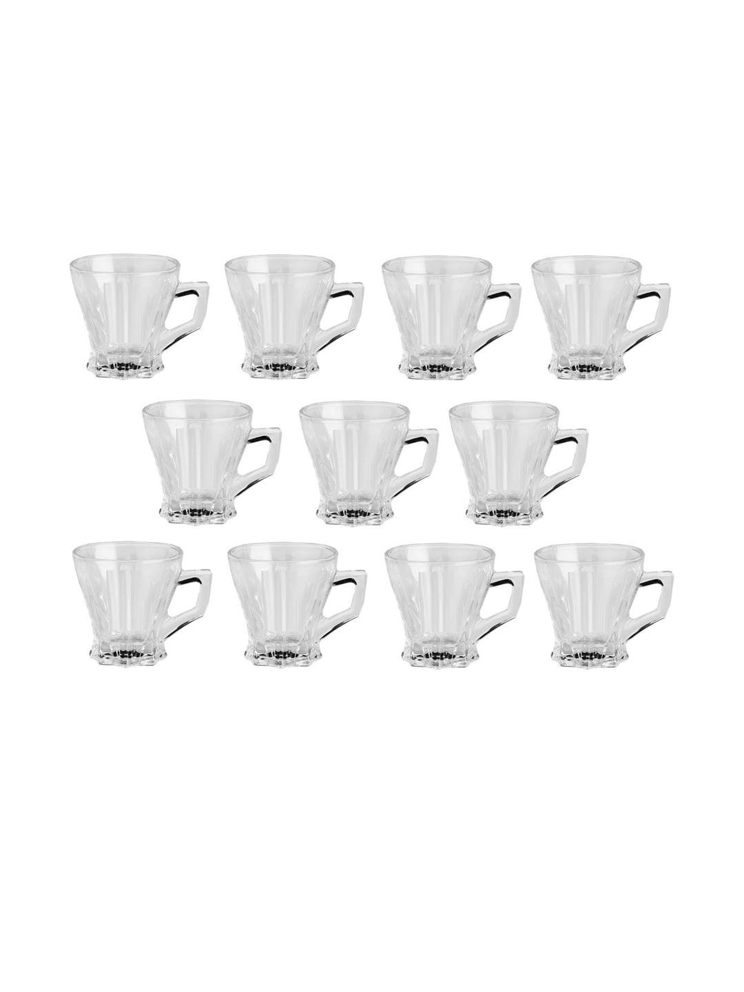 Somil Clear Glass Coffee & Tea Cup / Mug (120 Ml), Enjoy Your Drink in Style, 17.8 X 9.7 X 8 Cm, Pack of 11
