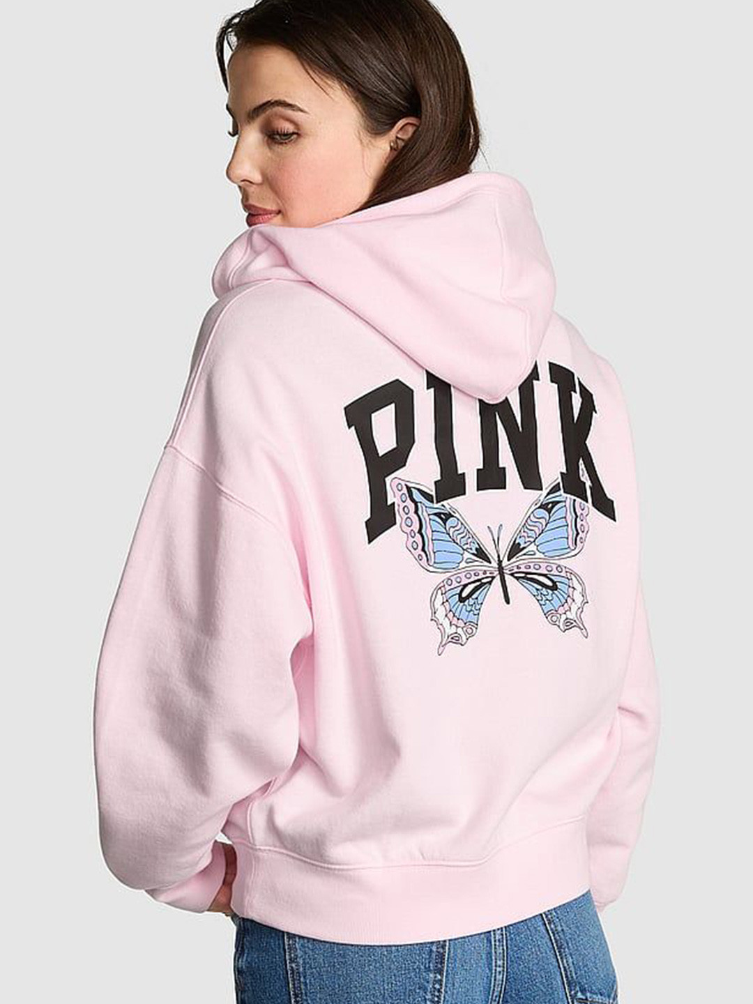 Victoria's Secret Women Graphic Printed Oversized Hoodie Sweatshirt