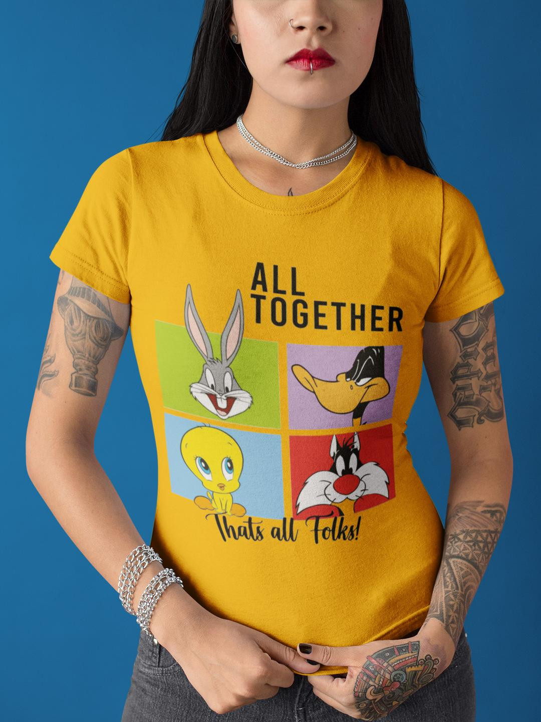TAJNAN Women Looney Tunes Printed Slim Fit T-shirt