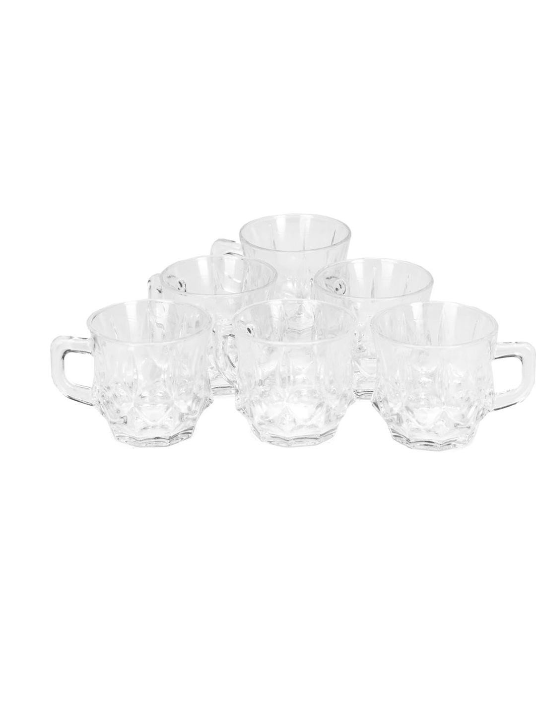 Somil Clear Glass Coffee & Tea Cup / Mug, Enjoy Your Drink in Style, Pack of 6, 100 Ml, 7.3 X 9.5 X 7 CM