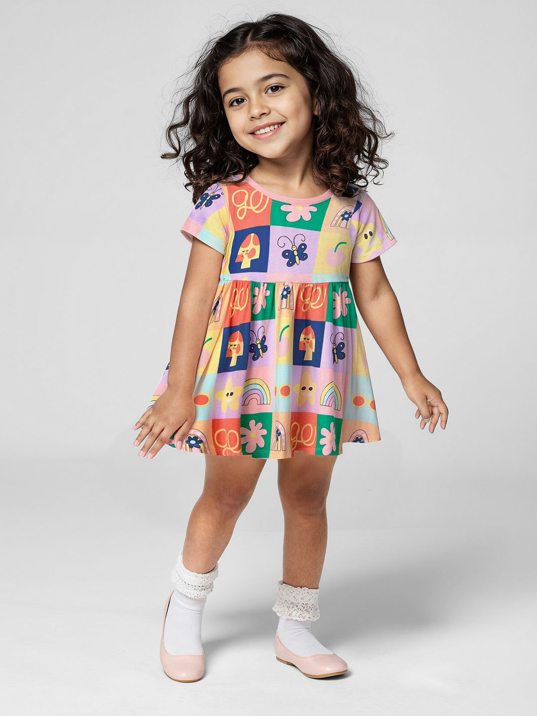 The Souled Store Charming Girls Print Fit & Flare Dress
