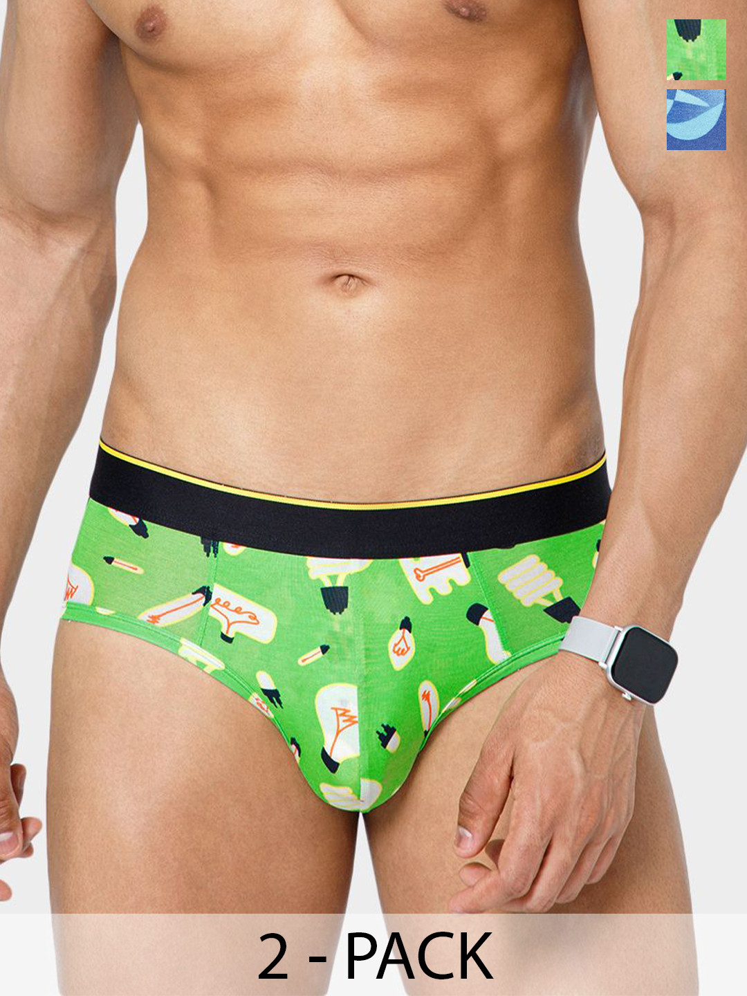 bummer Pack Of 2 Printed Low-Rise Basic Briefs  BRCANOSY02L