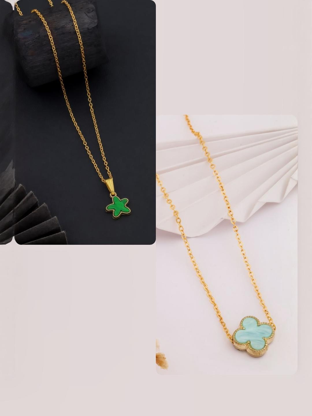 DressBerry Pack of 2 Gold-Plated Chain With Charms Pendants