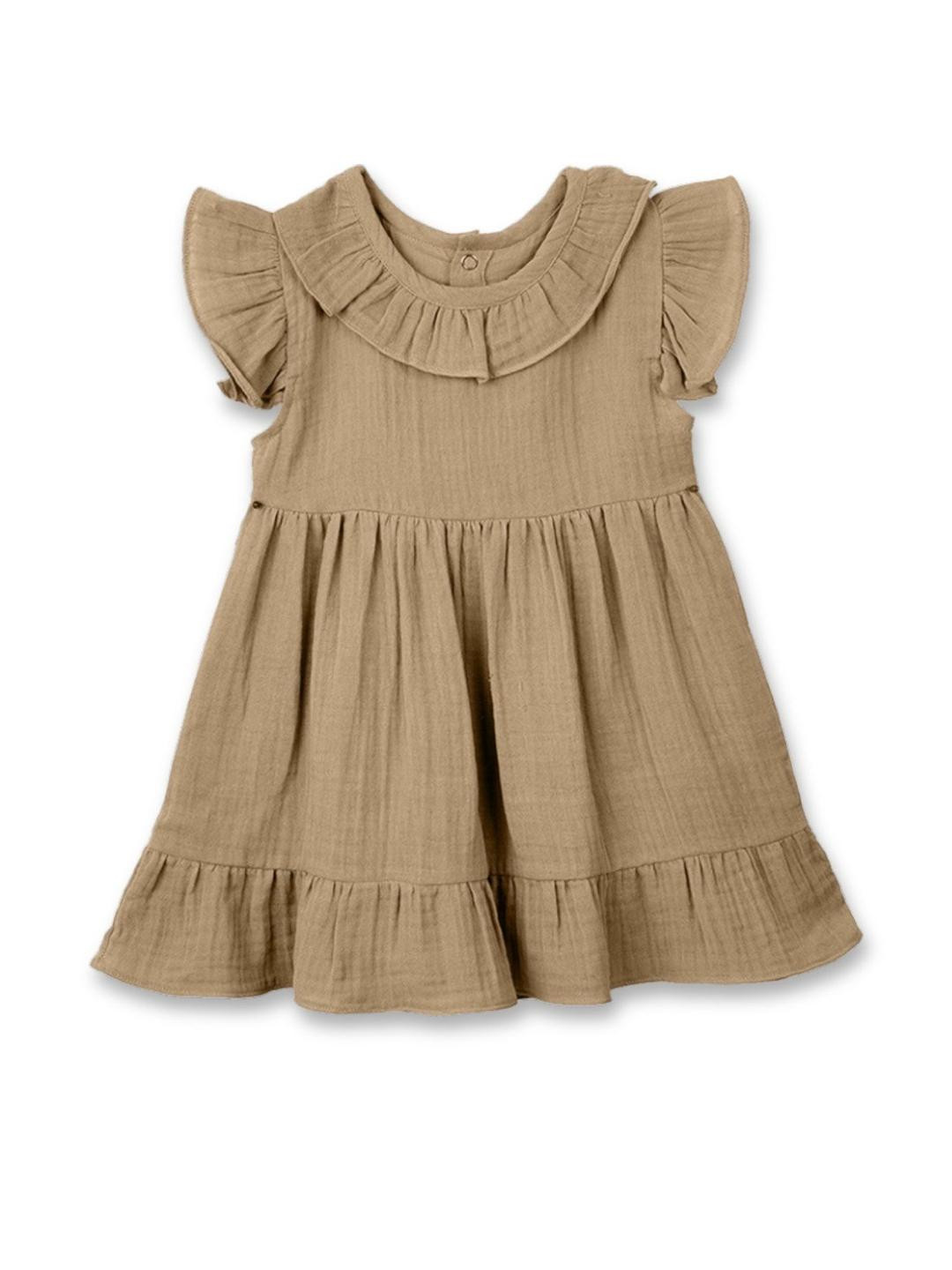 The Boo Boo Club Girls Peter Pan Collar Flutter Sleeves Cotton A-Line Dress
