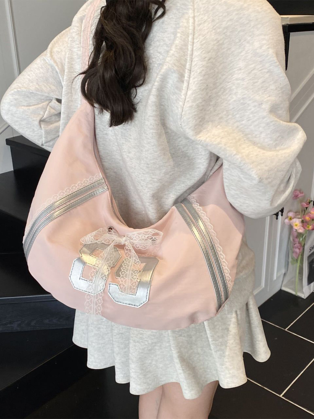 Outzidr Typography Printed Bucket Shoulder Bag