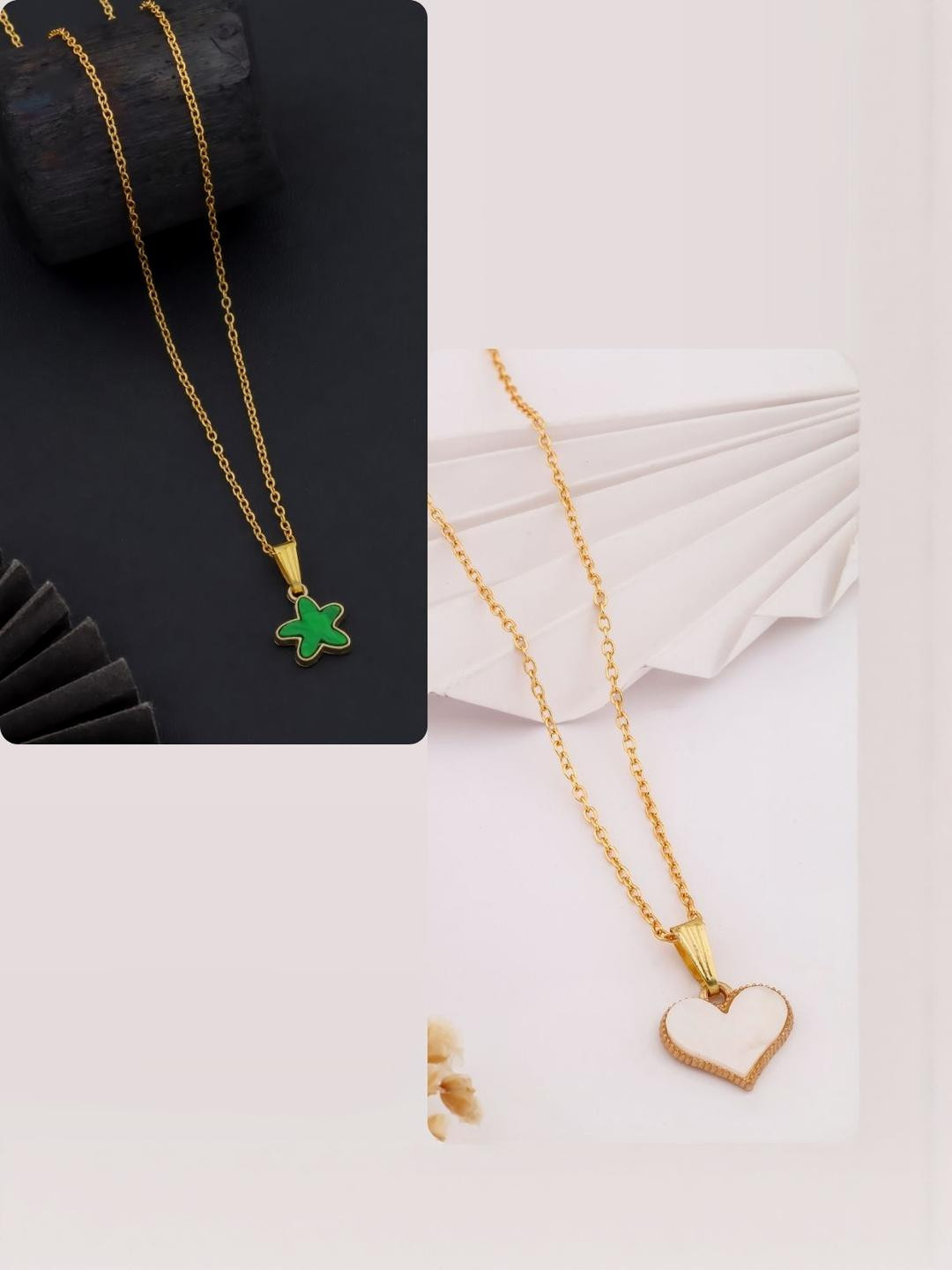 DressBerry Set of 2 Gold-Plated Charms Necklace