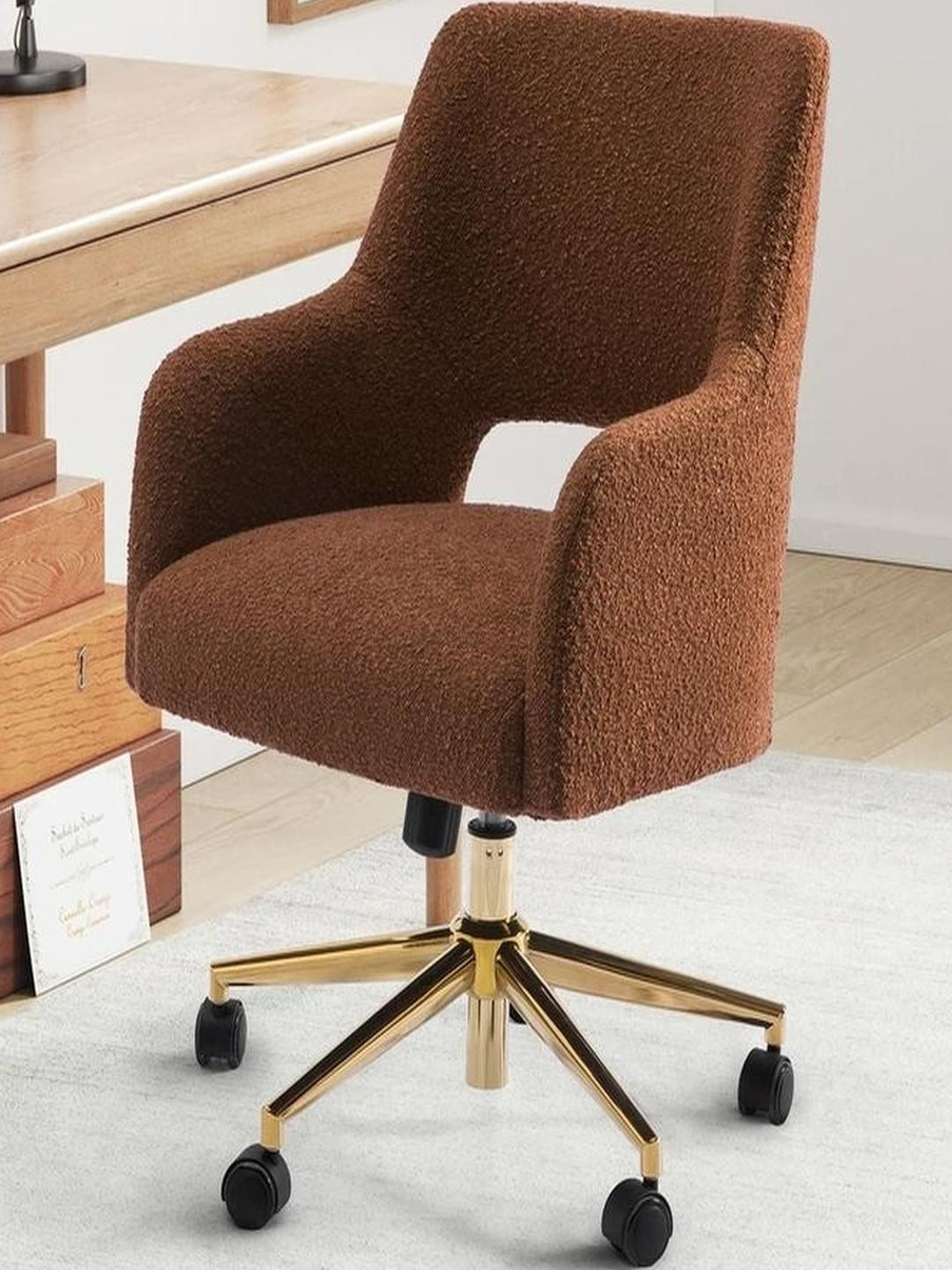 Doe Buck Tan Toned Boucle Lotsee Adjustable Office Chair