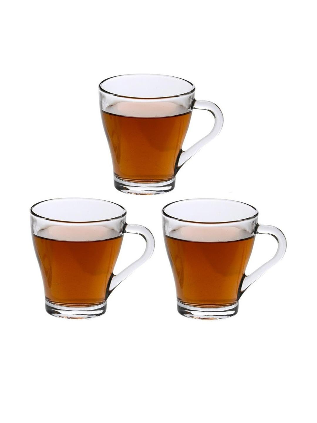 Somil Clear Glass Coffee & Tea Cup / Mug (240 Ml), Enjoy Your Drink in Style, 8.3 X 10.3 X 9.5 Cm, Pack of 3