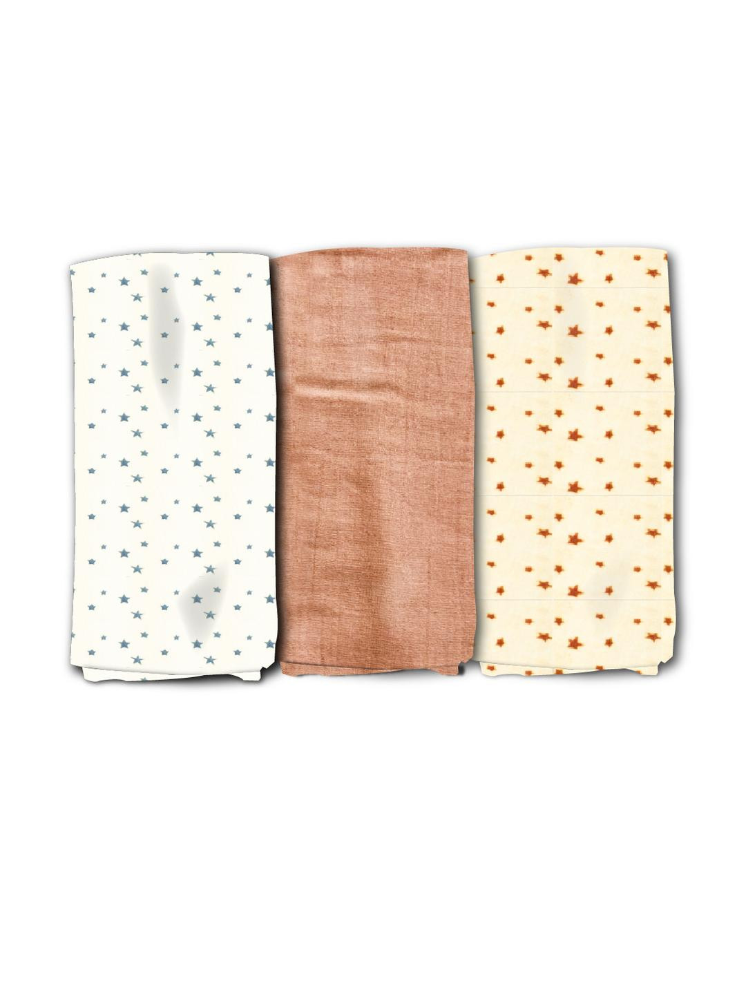 GRAZIO Kids Muslin Double Layer Towels Ajrakh Print - Pack of 3