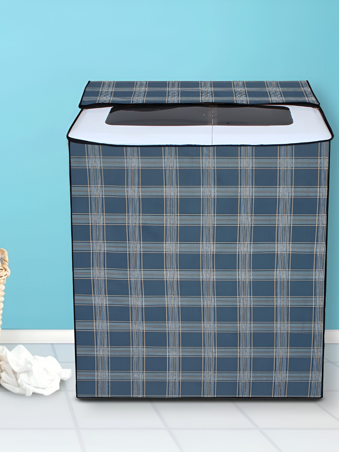 DREAM CARE Blue Printed Dustproof & Waterproof Semi-Automatic Washing Machine Cover 8Kg