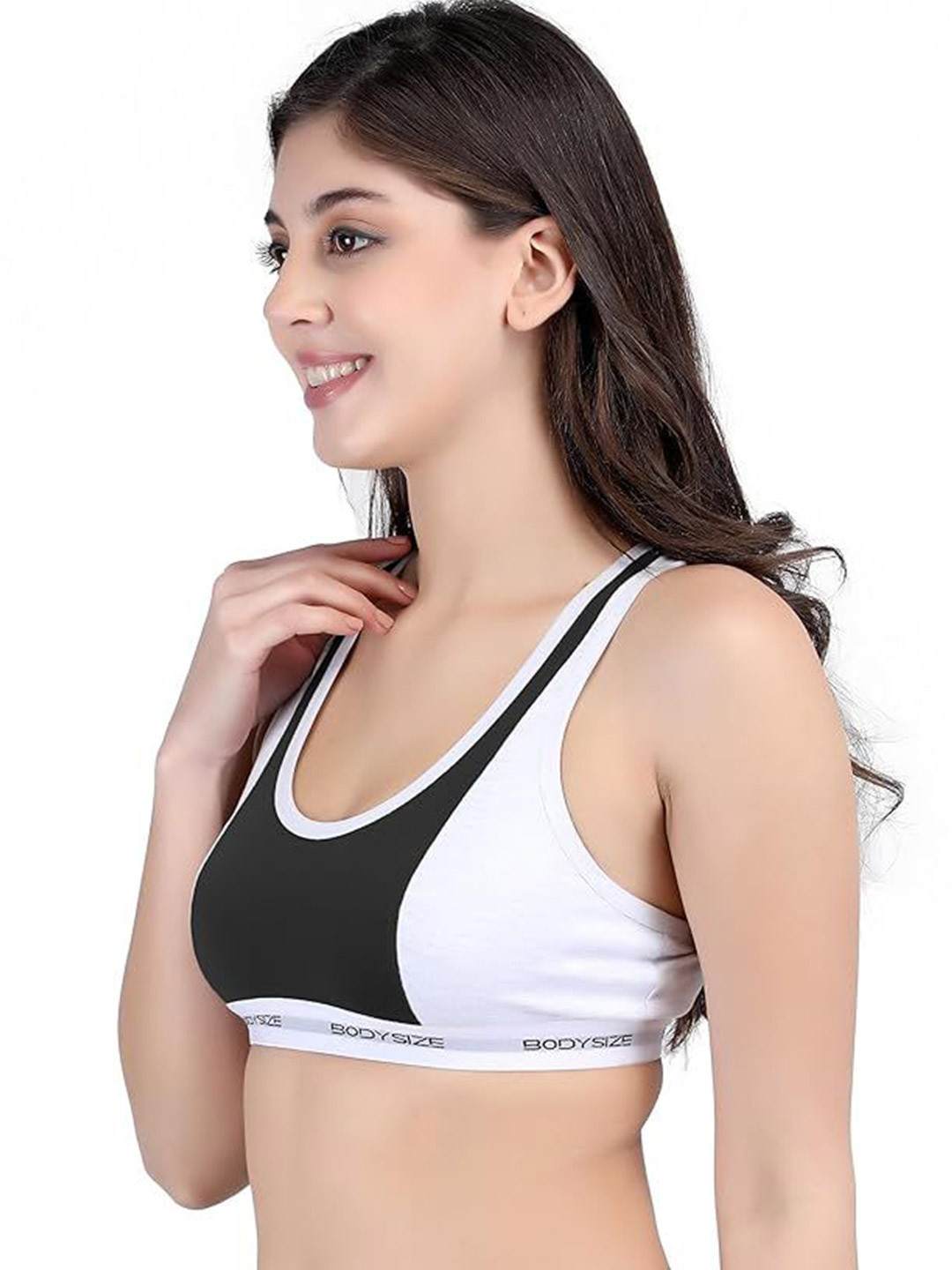 BODYSIZE Women Cotton Non-Padded Sports Seamless Bra with Net Back Sweat Proof