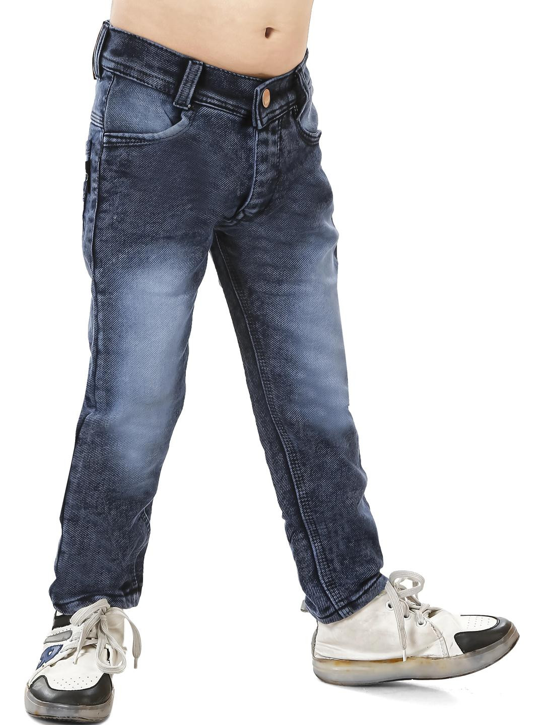 WILD EMPIRE Boys Blue Mid-Rise Casual Button and Zip Cotton Jeans