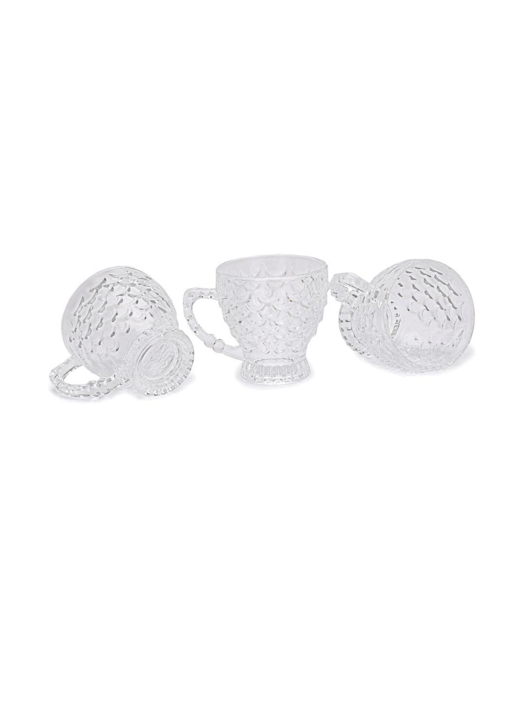 Somil Clear Glass Coffee & Tea Cup / Mug, Enjoy Your Drink in Style, Pack of 3, 180 Ml, 8.2 X 10.7 X 8.3 CM
