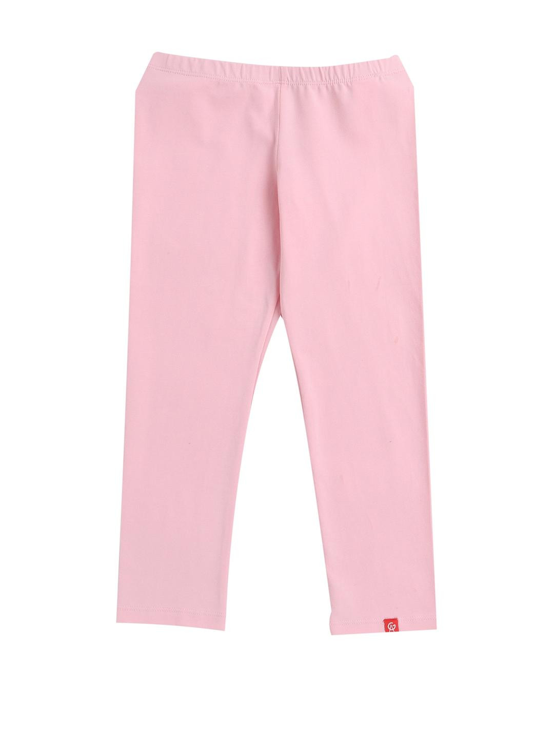Arvind Garments Girls Pink Ankle Length Casual Cotton Slip-On Leggings