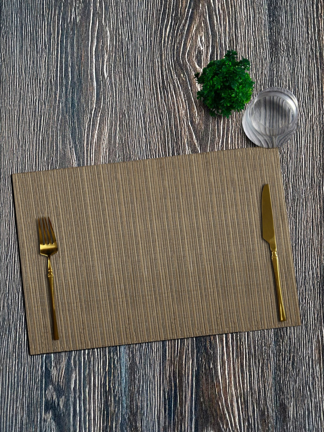 OBSESSIONS 6-Pcs Brown Rectangle PVC Waterproof Dining Table Placemats