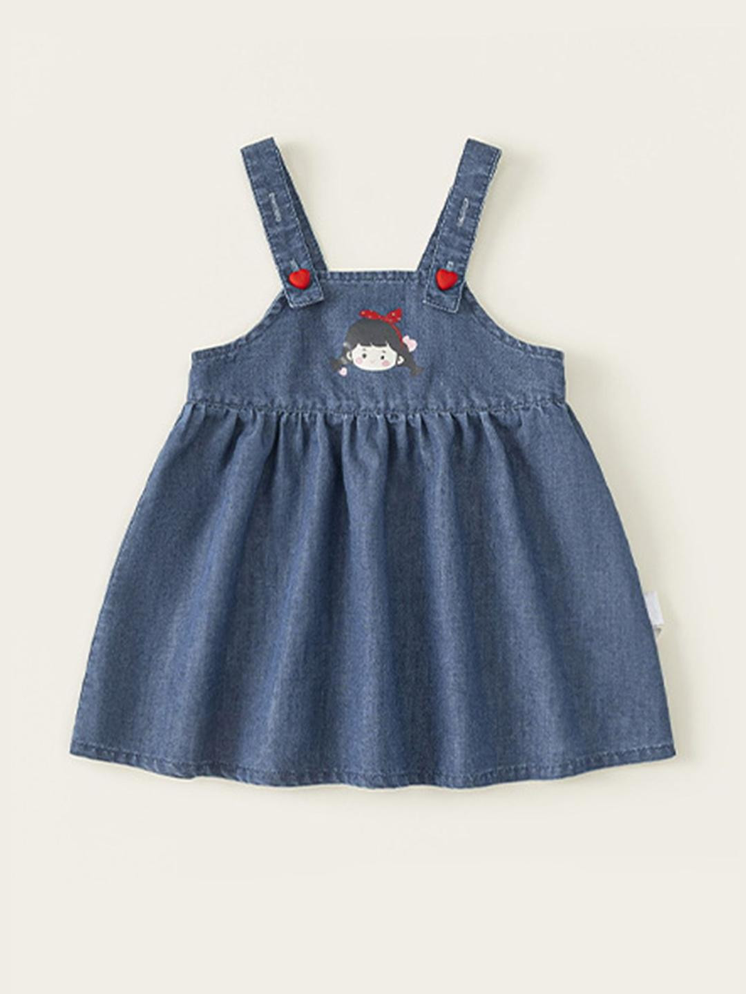 LULU & SKY Girls Shoulder Straps  Empire Denim Dress