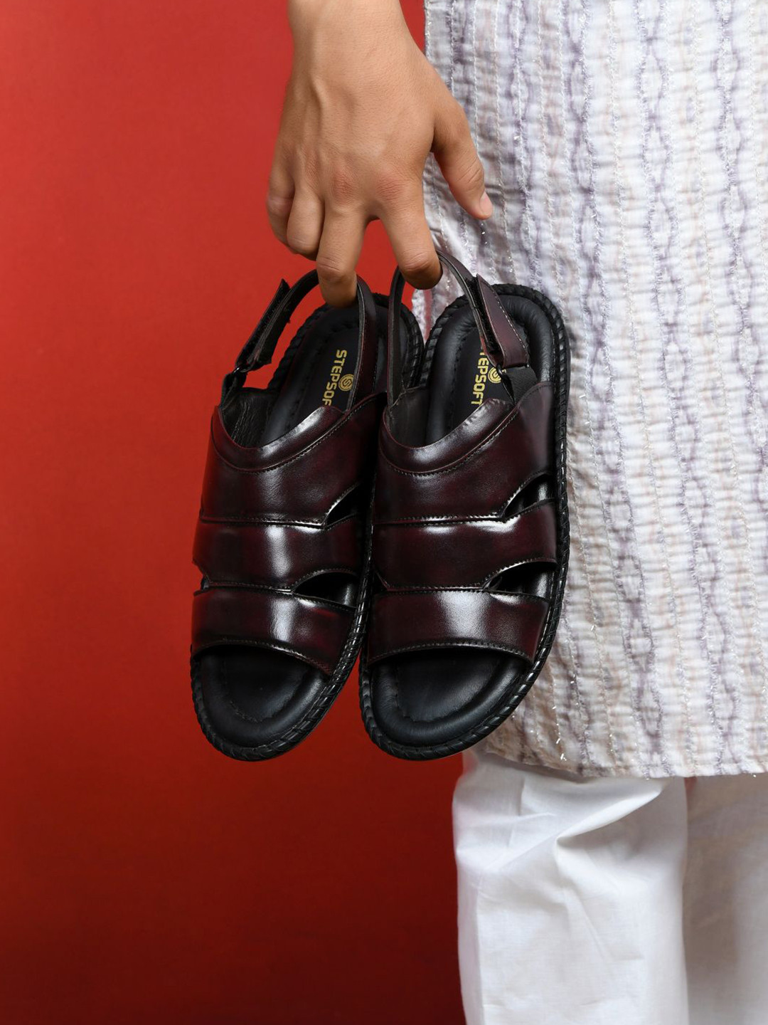 STEPSOFT Ethnic Leather Comfort Sandals