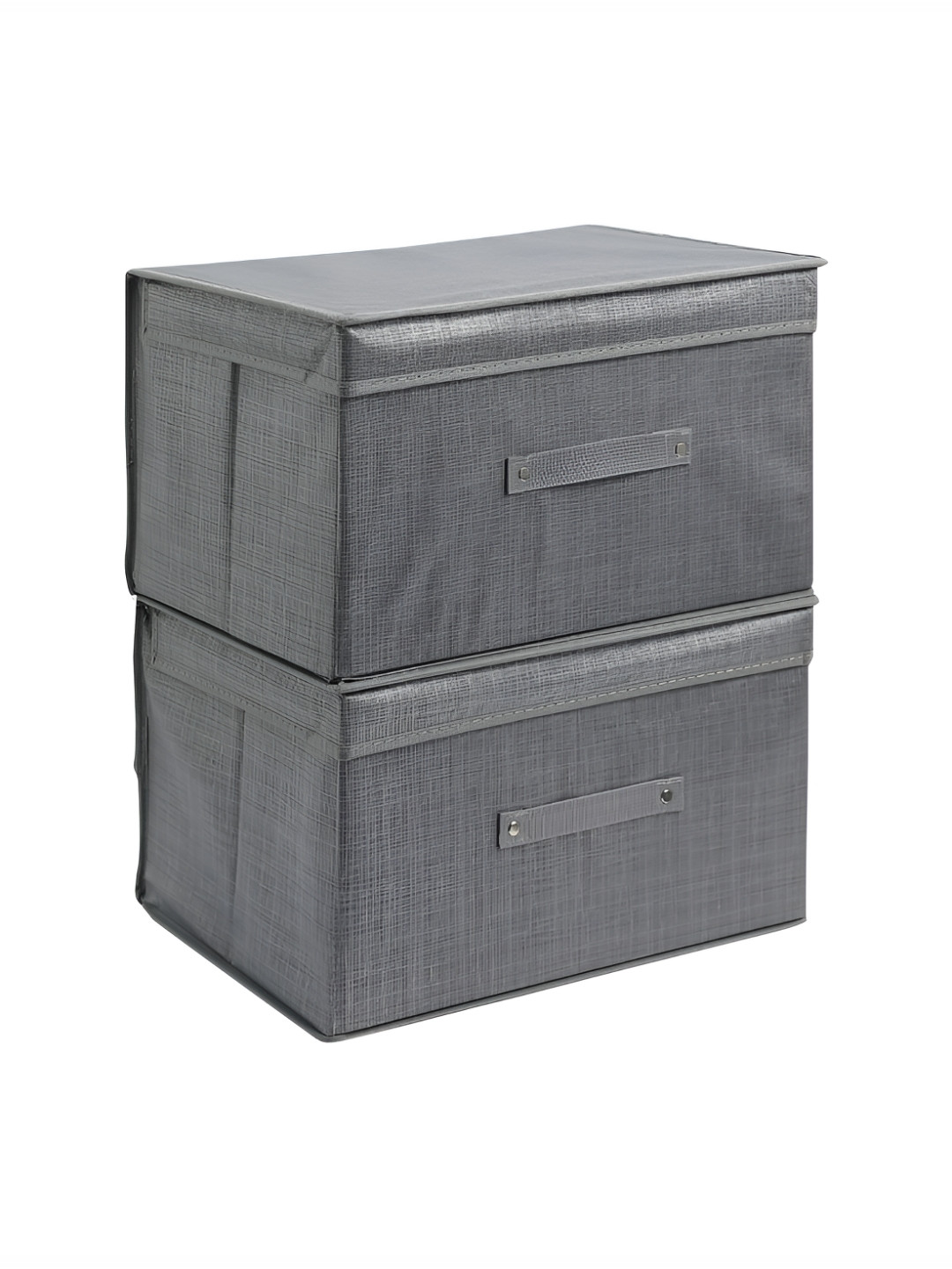 HomeStorie Grey 2 Pieces Cloth Storage Box Organisers for Wardrobe
