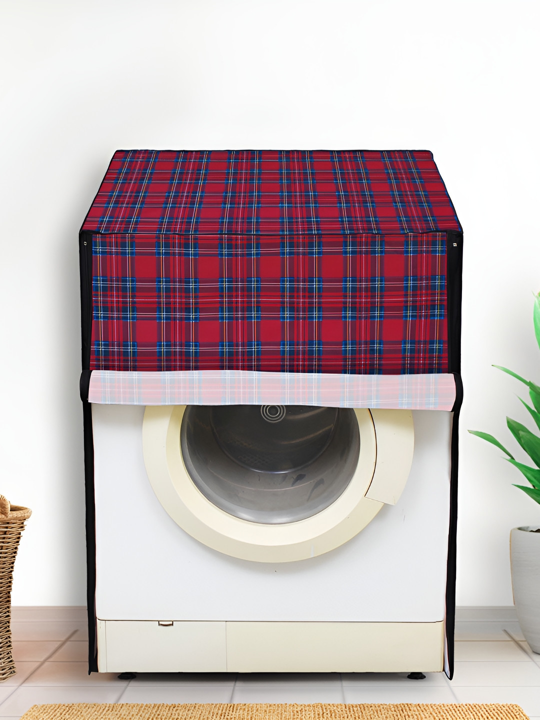 DREAM CARE Pink & Blue Printed Front Loading Washing Machine Cover