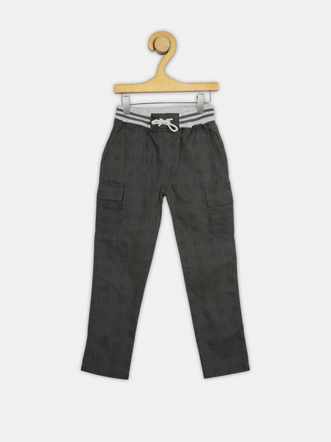 ALBEPOSE Boys Dark Grey Printed Cargo Pants