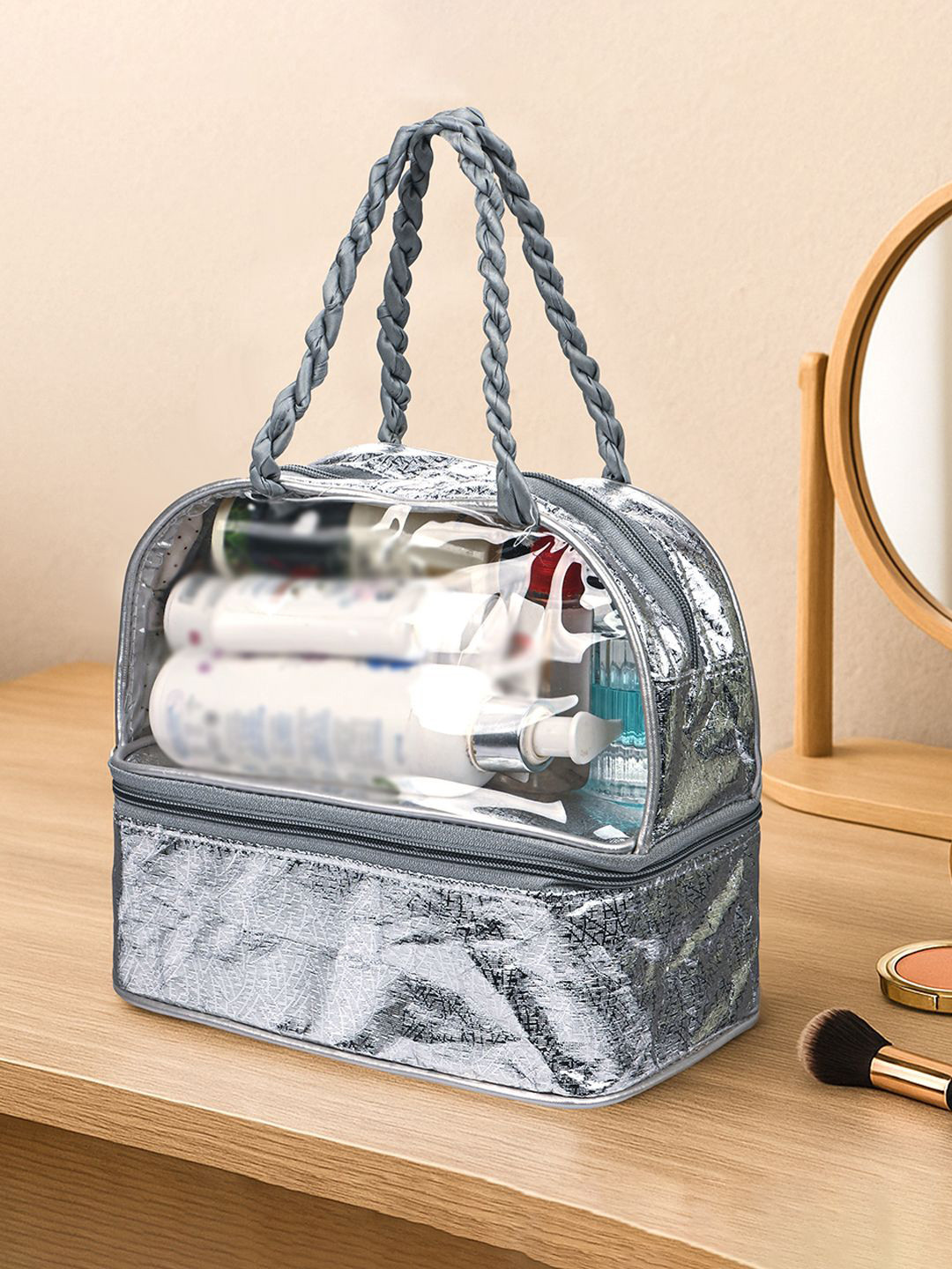 Kuber Industries Silver-Toned Set of 1 Regular Makeup Organiser Organisers