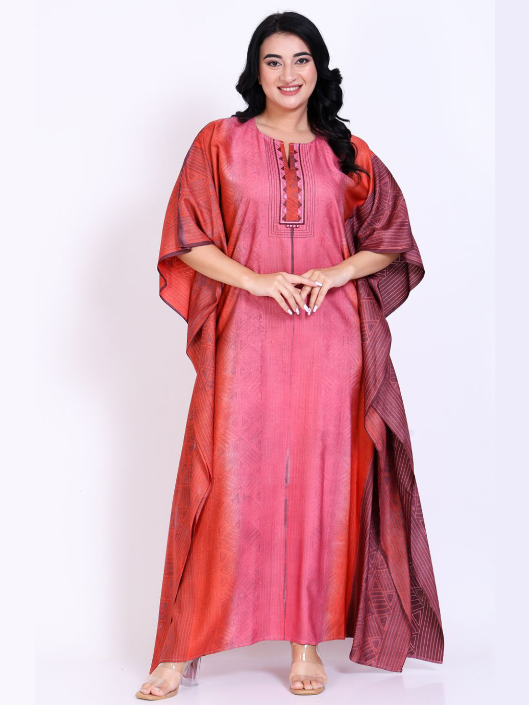 SILK N STYLES Women Plus Size Printed Kaftan Maxi Dress