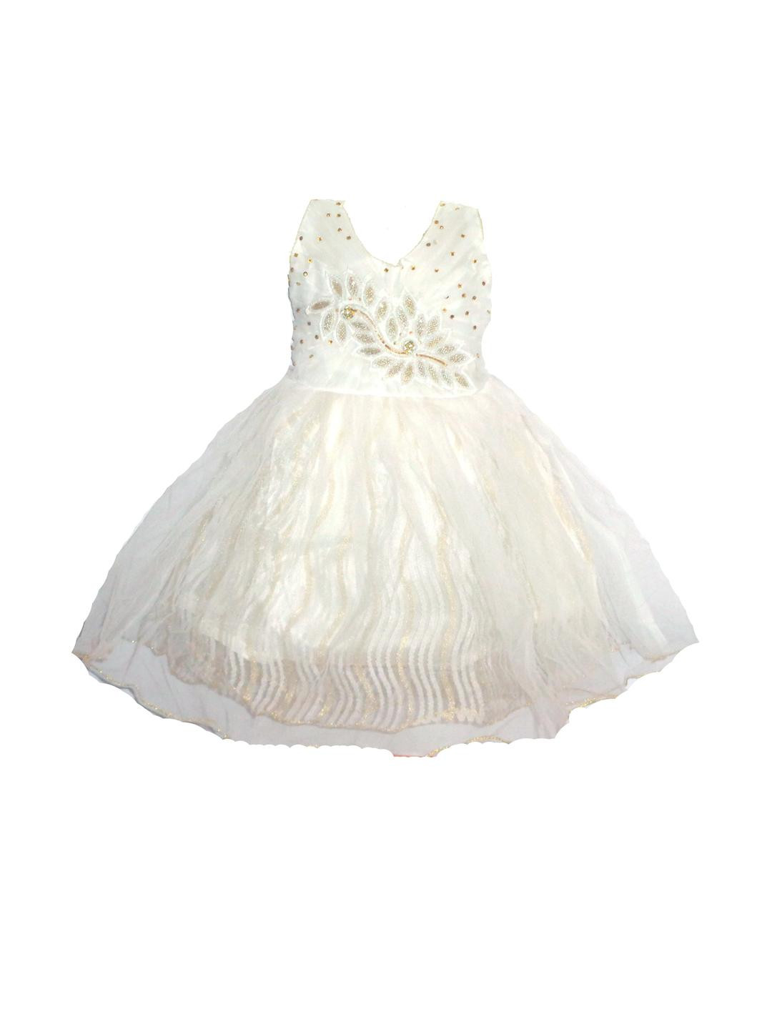 Samjho Fashion Girls Stone Studded Georgette Fit And Flare Midi Dress