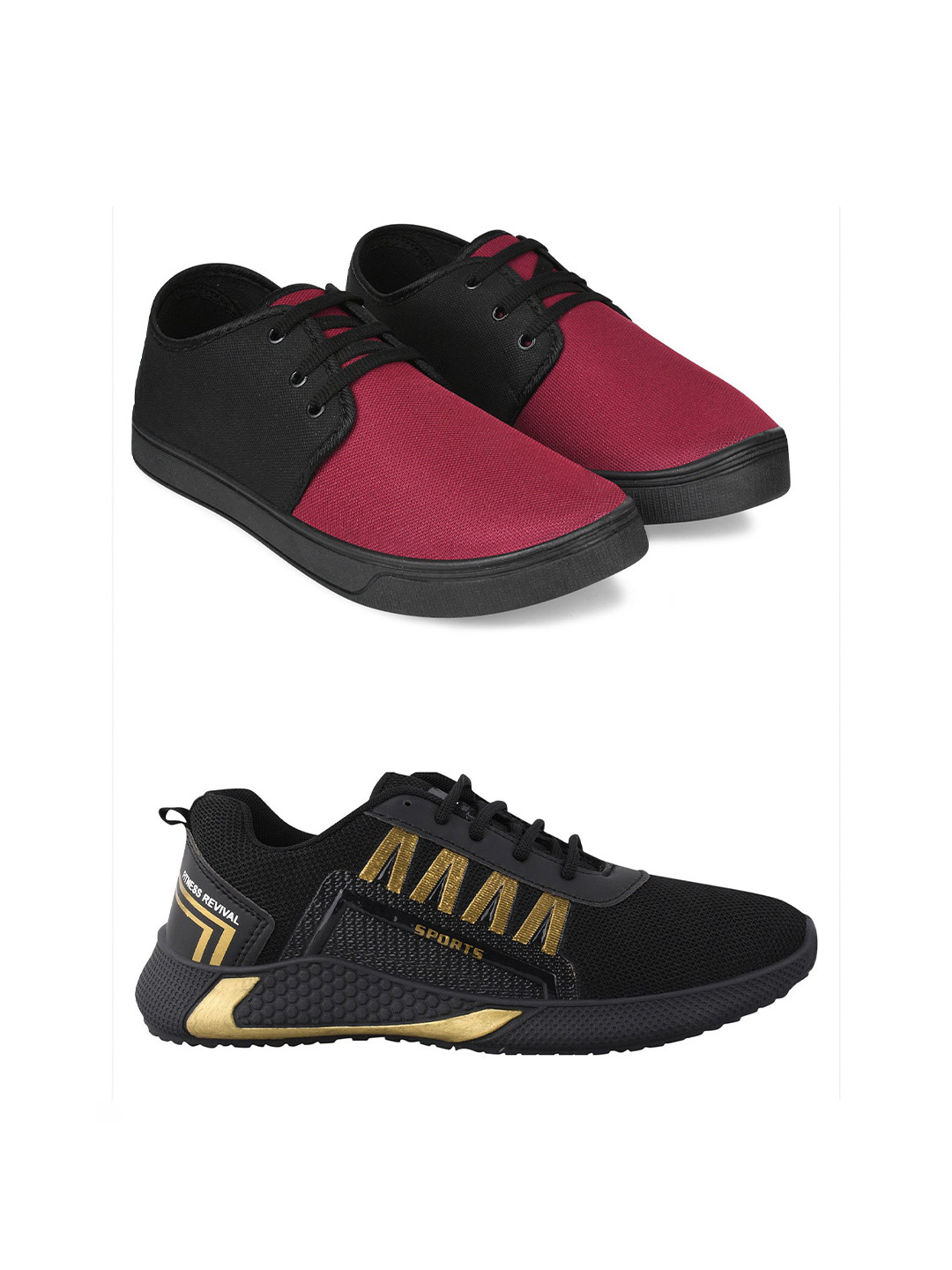 Spotwalk Men Set Of 2 All-Rounder Mesh Running Shoes