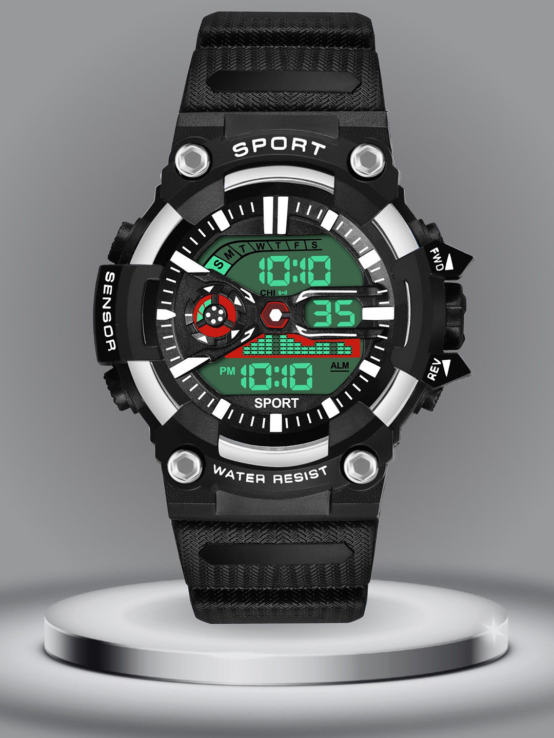 ON TIME OCTUS Kids Textured Dial & Silicon Straps Digital Watch DIGI-034 BLACK SILVER