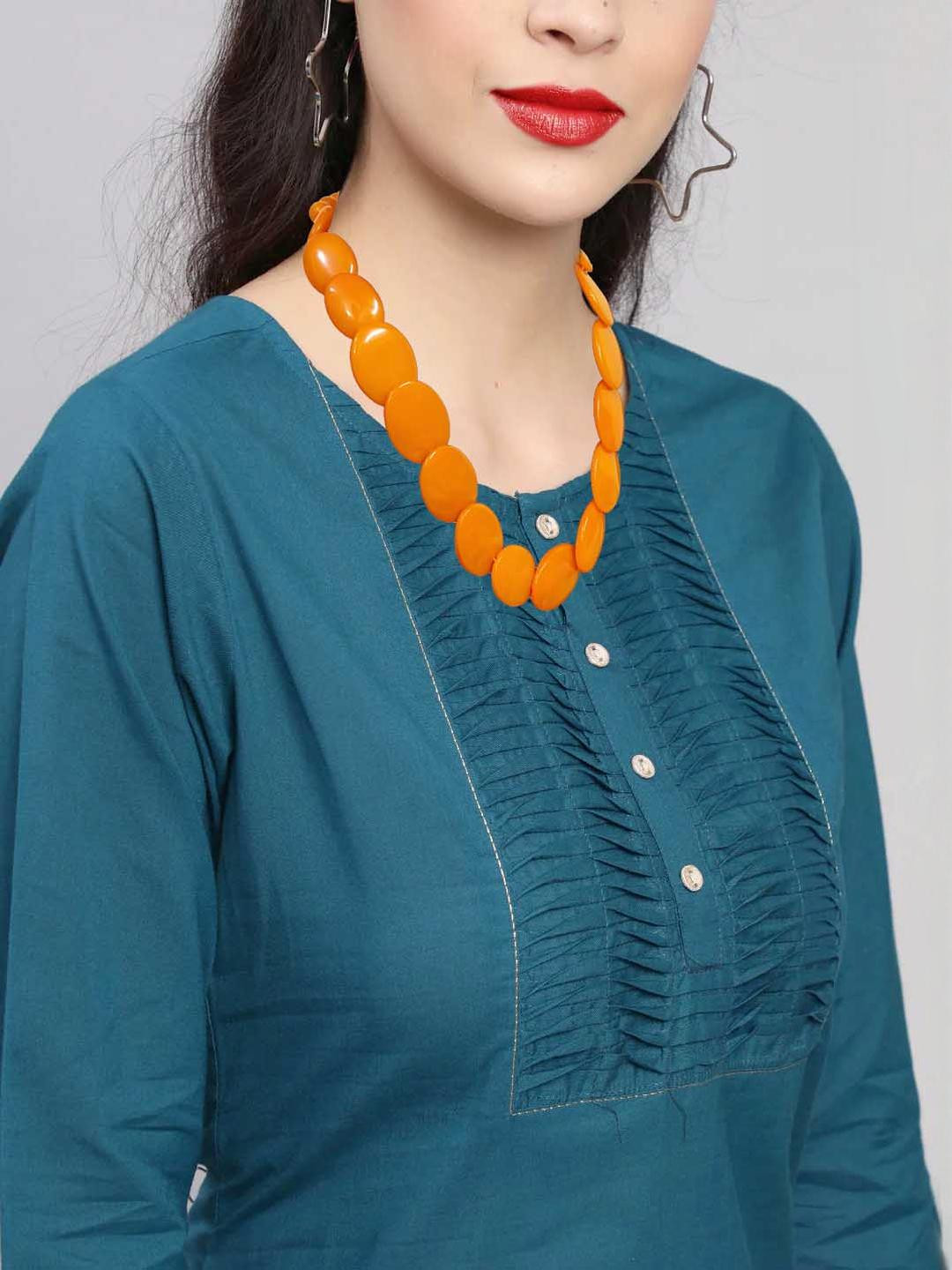 TAE Orange Brass Statement Necklace
