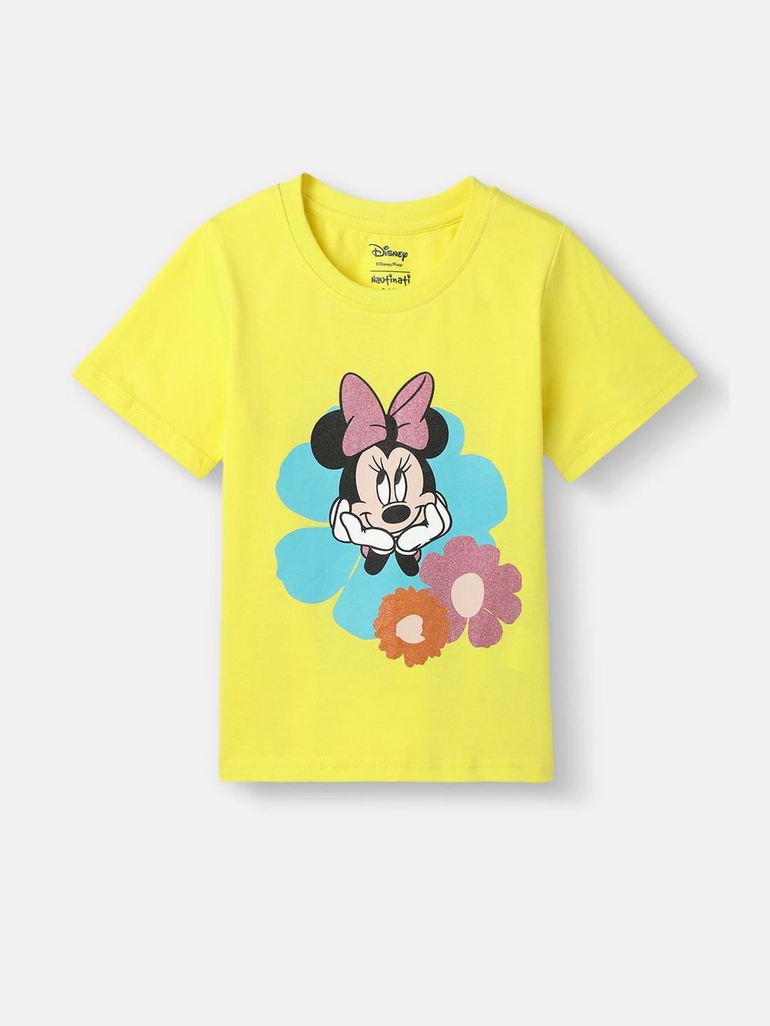 Nauti Nati Girls Mickey Mouse Graphic Printed Round Neck Cotton Top Ages 2 - 10 Years